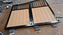 Load image into Gallery viewer, BRAND NEW bi folding gate with composite curved top with bars at the top
