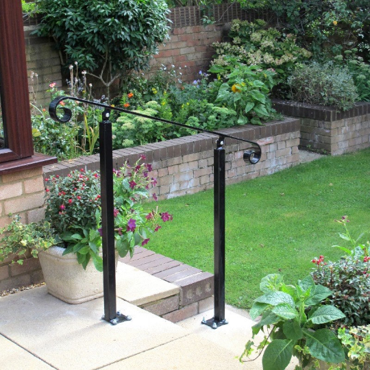 Wrought iron double leg handrail for stairs - free U.K. delivery
