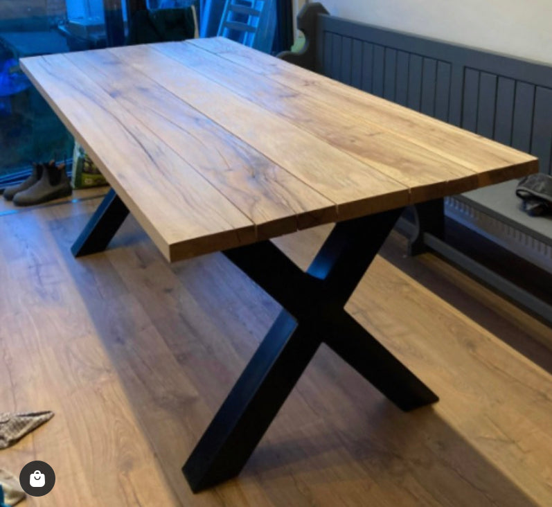 X legs dining table heavy duty with table top – PTfabrications